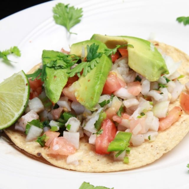 Two Tostada De Ceviche.