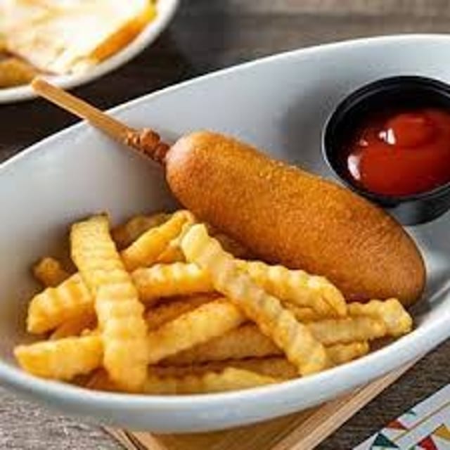 1 Corn Dog With French Fries.